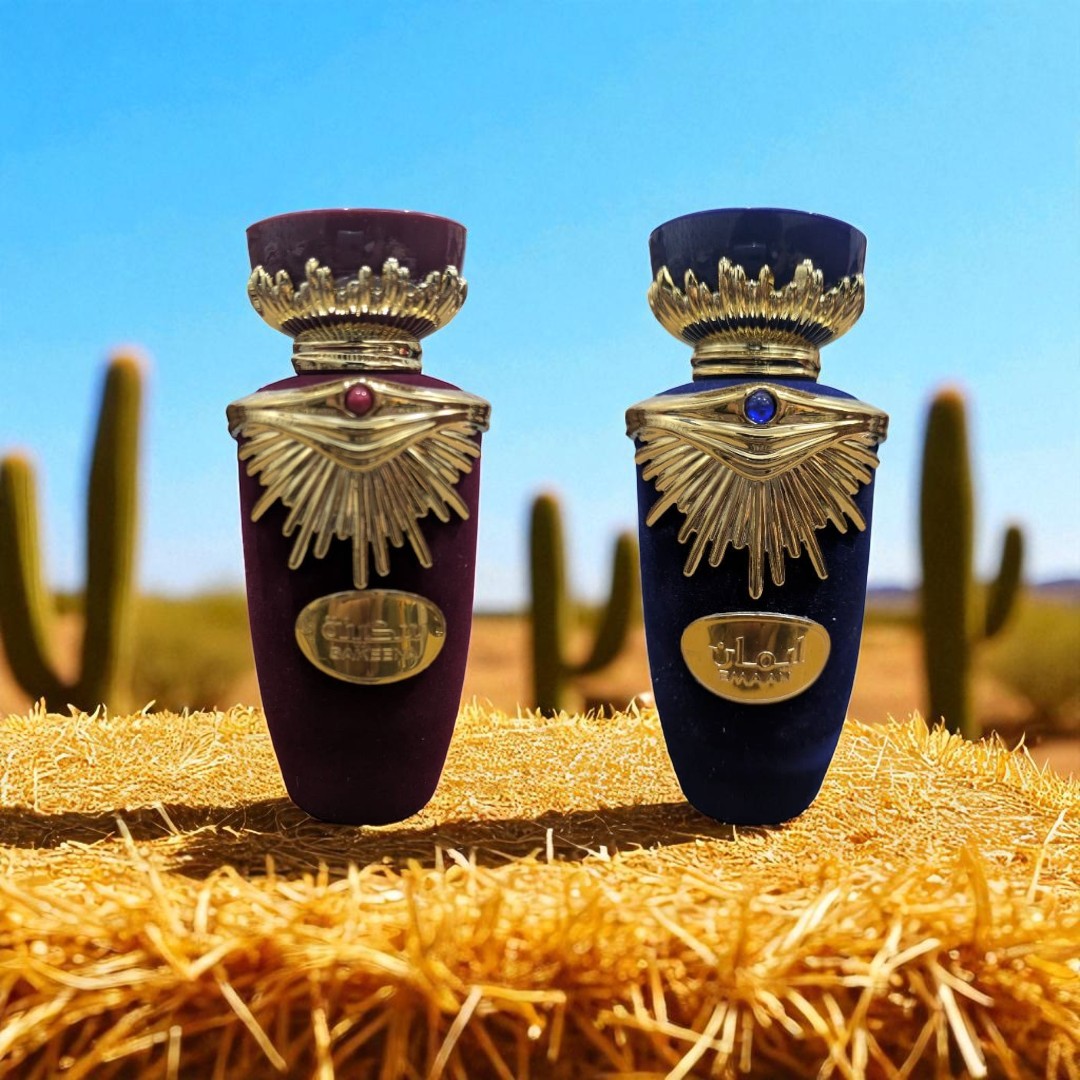Lattafa Exclusive Perfume Pair – Sakeena & Emaan 100ml bottles with luxury packaging